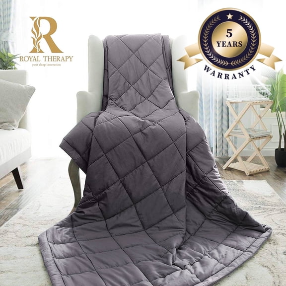 Royal Therapy Weighted Blanket – Heavy 100% Cotton Blanket with Premium Glass Beads (25 lb 60" x 80", Royal Grey), Suitable for One Person (~250 lbs) – Use on Queen/King Bed