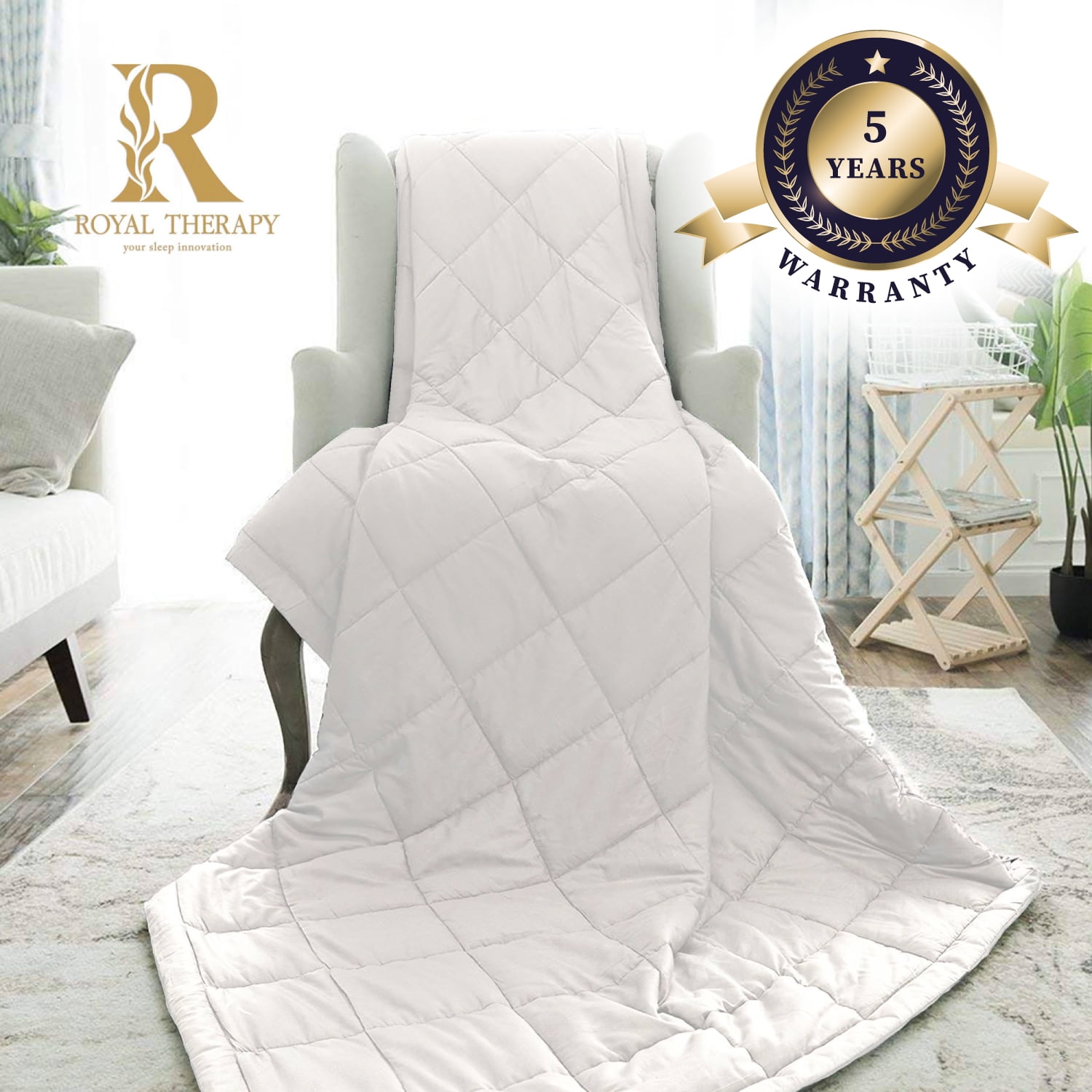 Royal Therapy Weighted Blanket Adult Kids Bed 100 Calming Cotton Blanket with Glass Beads Walmart Business Supplies