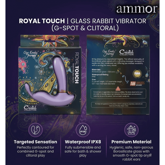 Royal Touch Glass Rabbit Dual Stimulation Massager