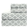thumbnail image 1 of Royal Tradition 4-Piece 100% Cotton Percale Bed Sheet Set, Queen – Geometric Pattern, Gray/White, 1 of 1