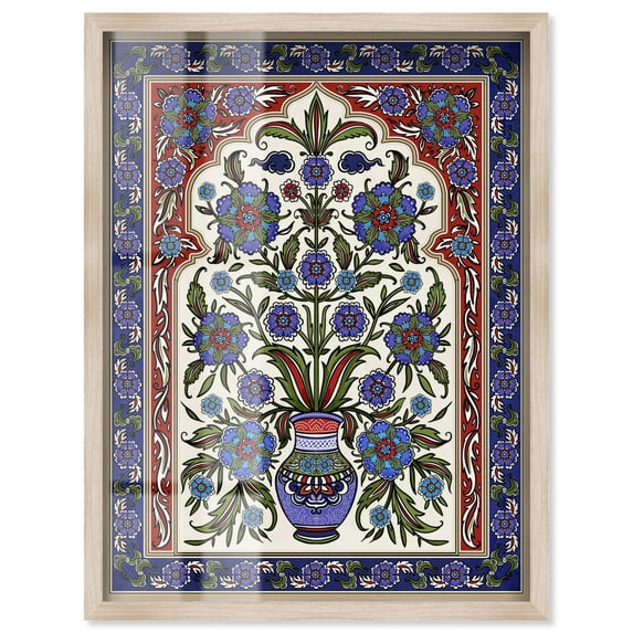 Royal Vase Bloom Shadowbox Print Oriental Wall Decor by Art Remedy, Blonde Frame, 16 x 20