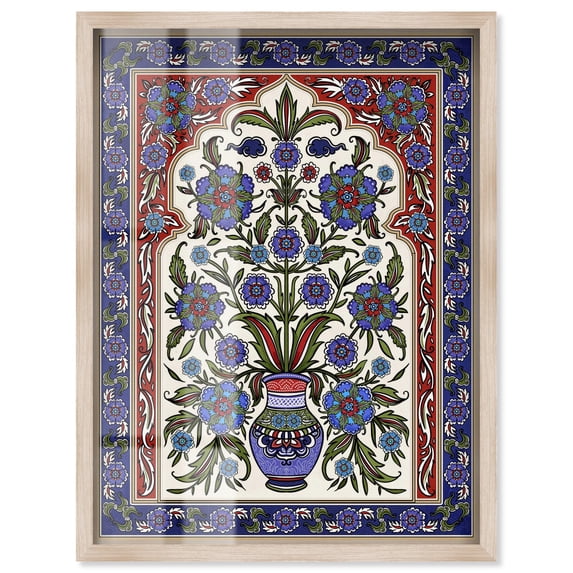 Royal Vase Bloom Shadowbox Print Oriental Wall Decor by Art Remedy, Blonde Frame, 20 x 24