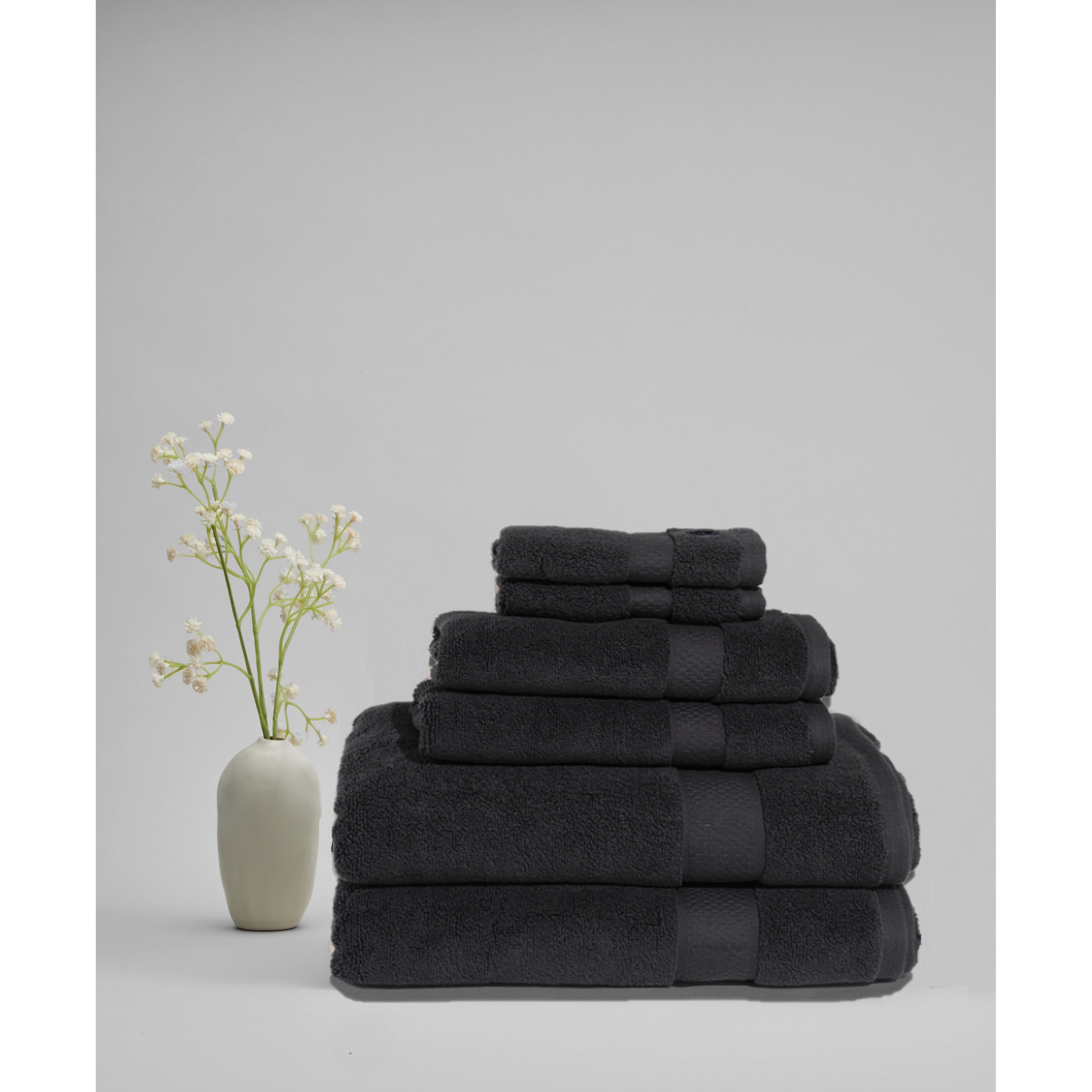 Royal Velvet Signature Solid Piece Towel Set Black Walmart