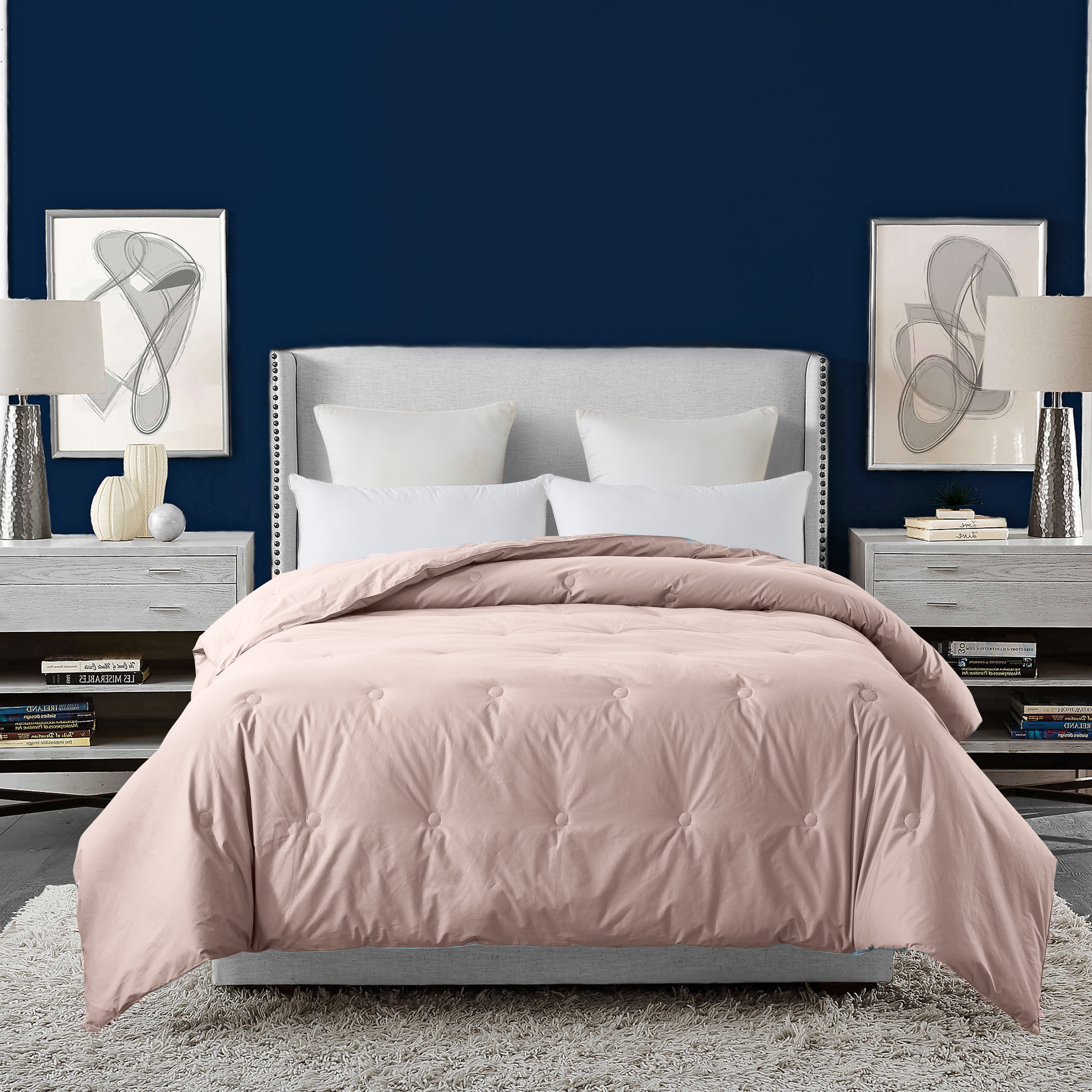 Royal Velvet Tufted Down Alternative Comforter Twin - Blush