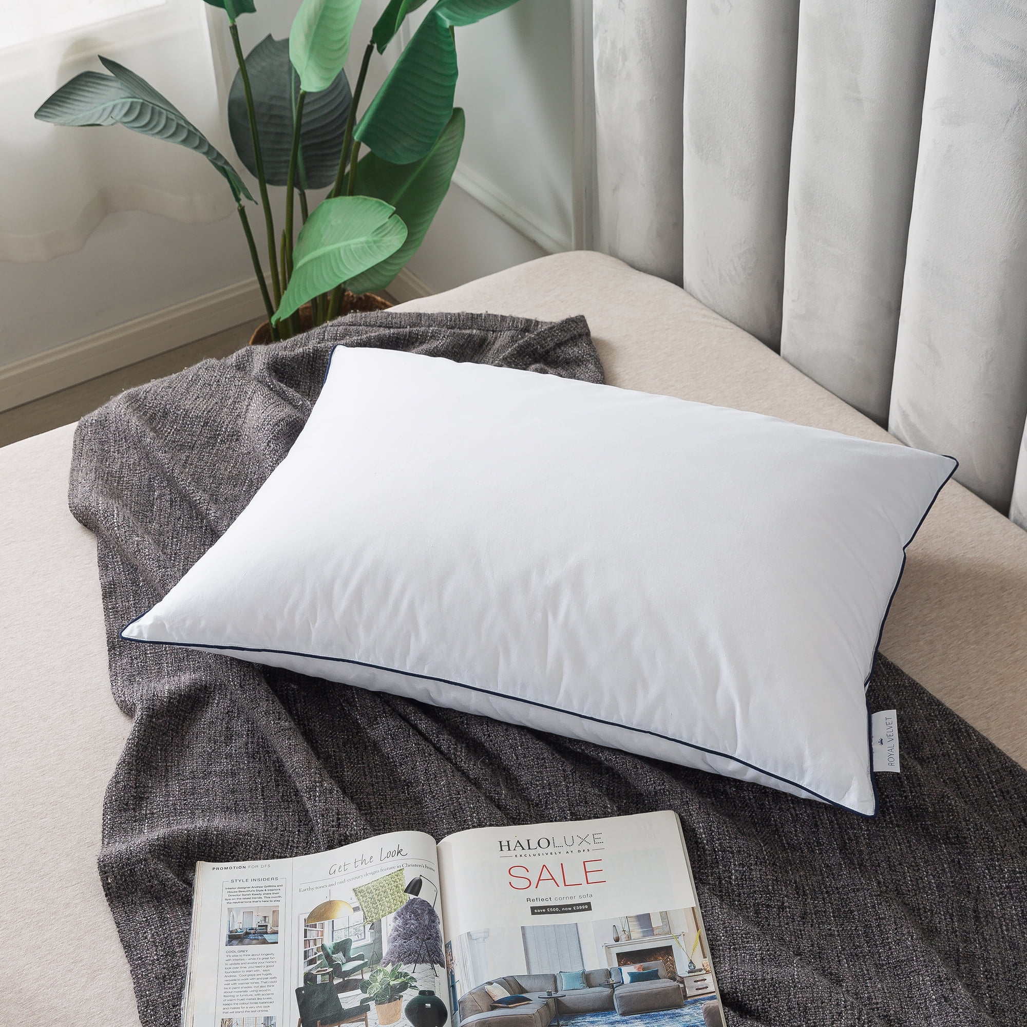 Royal Velvet White European Down and Nano Feather Pillow - Standard/Queen