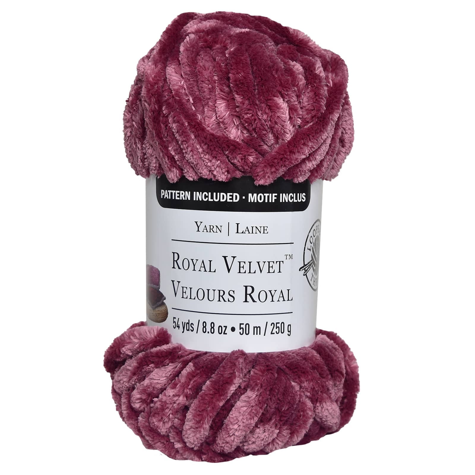 Loops & Threads Chunky Velvet Yarn - Wine red 7 oz 100% Polyester Jumbo 7  NEW