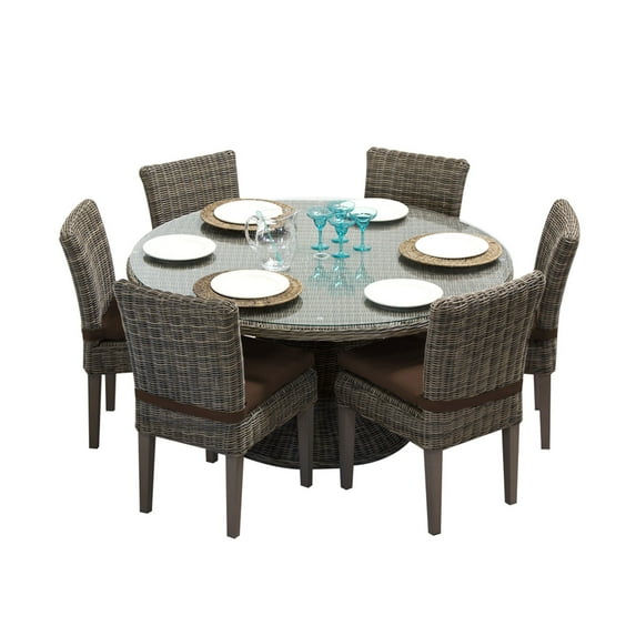 Royal Vintage Stone 60 Inch Outdoor Patio Dining Table With 6 Chairs