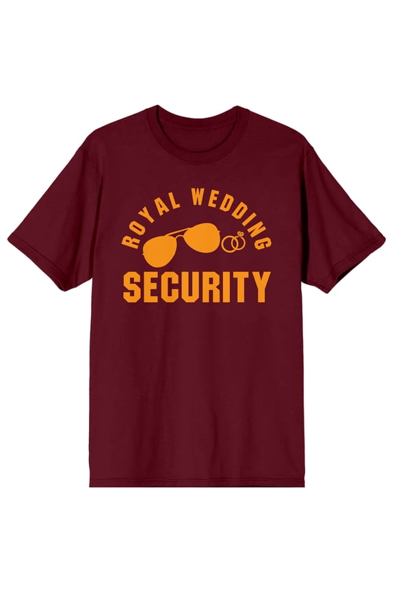 Royal Wedding Security Adult Maroon Crew Neck Short Sleeve T-shirt - XXL