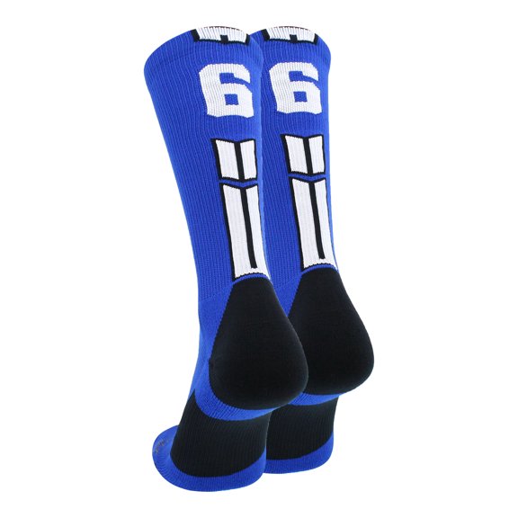 Royal/White Player Id Crew Number Socks (#66, Small)