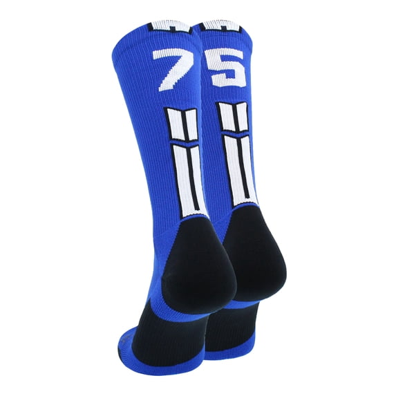 Royal/White Player Id Crew Number Socks (#75, Large)