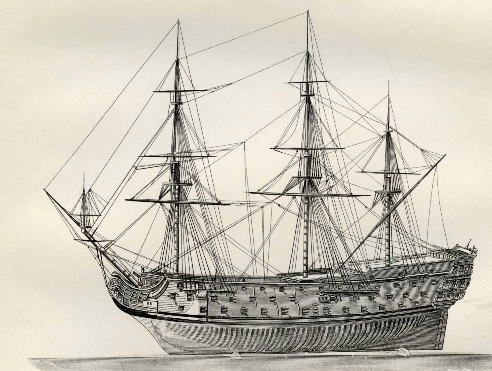 The Royal William English Warship Constructed 1670 From The National Encyclopaedia Published By William Mackenzie London Late 19Th Century Canvas Art - Ken Welsh Design Pics (32 x 24)