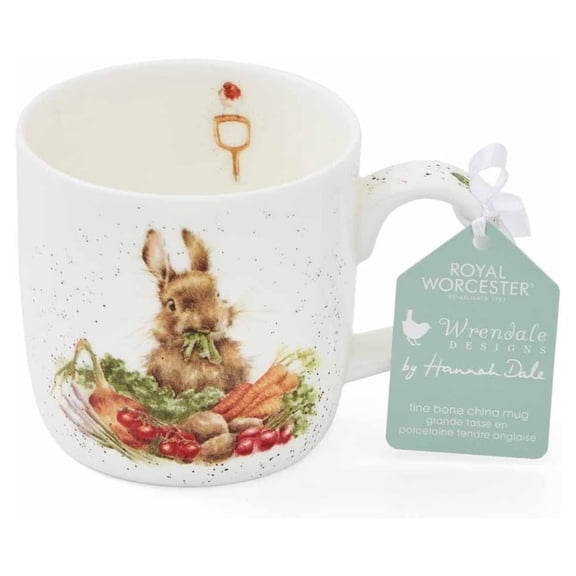 Royal Worcester Wrendale Designs Grow Your Own Mug, 14 Ounce Large Coffee Mug with Hare Design, Made from Fine Bone China, Microwave and Dishwasher Safe