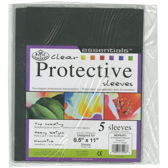 Royal and Langnickel Clear Protective Sleeves 5 Per Package, 8.5" x 11"