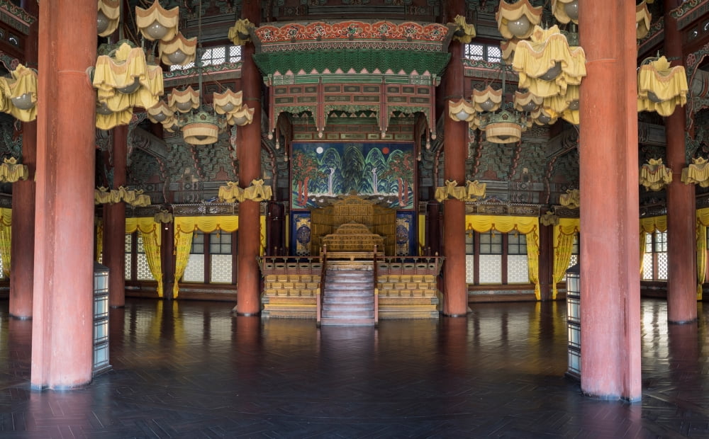 Royal throne in Injeongjeon Hall Changdeokgung Palace Seoul South Korea Canvas Art - Panoramic Images (24 x 40)