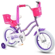 RoyalBaby 14 inch Gemstone Girls Bike Coaster Brake Ages 3-4 Years, With Doll Bike Seat and Streamers Multiple Colors, Purple
