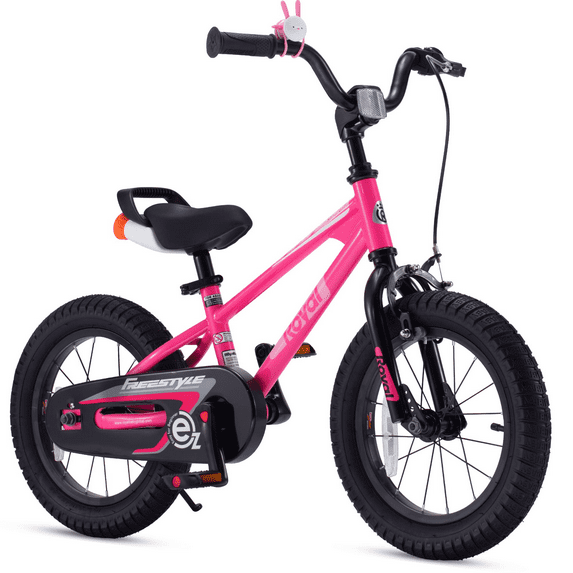 RoyalBaby EZ Kids Bike Easy Learn Balancing to Biking 14 Inch Balance & Pedal Bicycle Instant Assembly for Boys Girls Ages 3-5 Years Pink