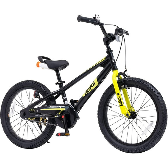 RoyalBaby EZ Kids Bike Easy Learn Balancing to Biking 18 Inch Balance & Pedal Bicycle Instant Assembly for Boys Girls Ages 5-9 Years Black