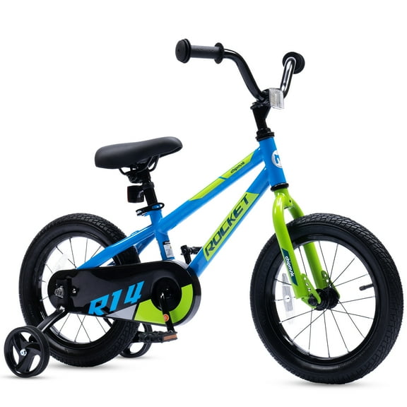RoyalBaby Rocket 12" Inch Bicycle with Training Wheels for Toddlers, Unisex, Ages 3-4 Years, Blue