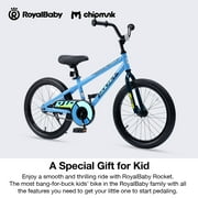 RoyalBaby Rocket 18" Inch Bicycle with Kickstand for Toddlers, Unisex, Ages 7-9 Years, Light Blue