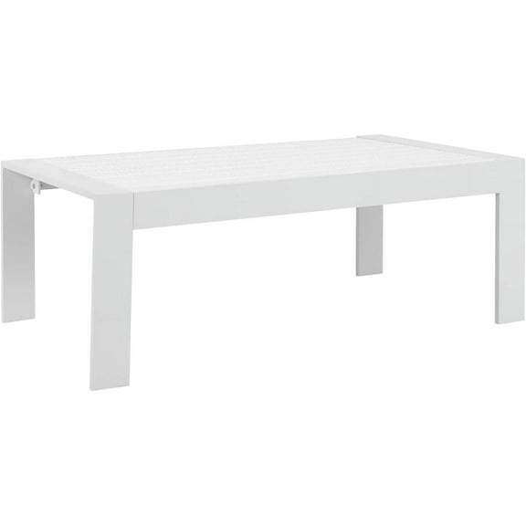 RoyalCarft Aluminum Outdoor Furniture Patio Coffee Table, All-Weather Outdoor Metal Coffee Table, Modern Rectangle Coffee Table for Balcony, Garden, White