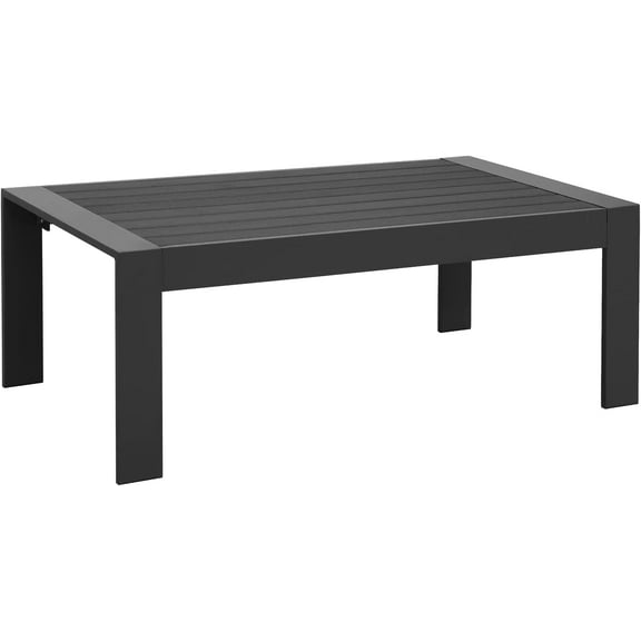 RoyalCarft Aluminum Outdoor Patio Furniture Coffee Table, All-Weather Outdoor Metal Coffee Table, Modern Rectangle Coffee Table for Balcony, Garden, Dark Grey