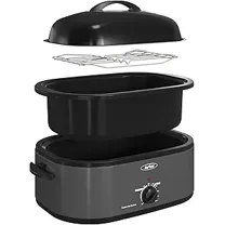 Sunvivi 18QT Roasting Oven with Self-Basting Lid Removable Pan, 150 to 450F Temperature Control Cool-Touch Handles,Grey