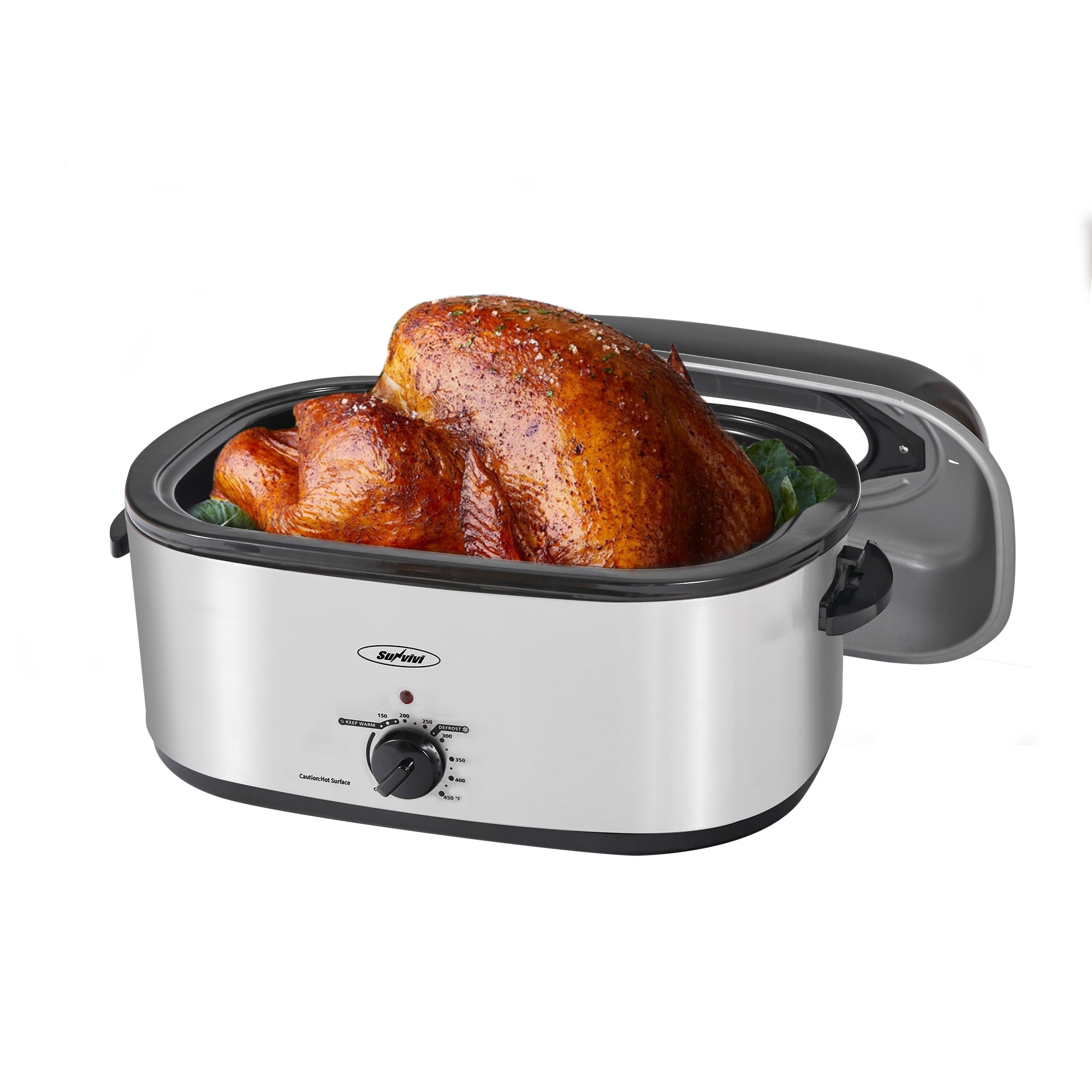 RoyalCraft 22 Quart Electric Roaster Oven with Visible & SelfBasting Lid, Stainless Steel