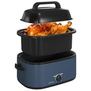 Royalcraft 26 Qt Electric Turkey Roaster Oven With Glass Lid, Removable Pan & Rack - Black