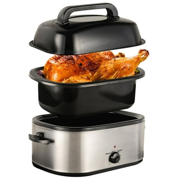 RoyalCraft 26 Quart Electric Turkey Roaster Oven with Visible & Self-Basting Lid, Stainless Steel