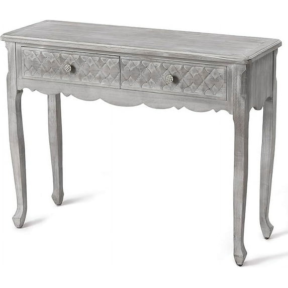 RoyalCraft 42" Console Table with Carved Drawers, Farmhouse Wood Entryway Table, Small Sofa Table for Living Room, Entryway Table with Storage, Foyer Table for Hallway, Front Door, Gray