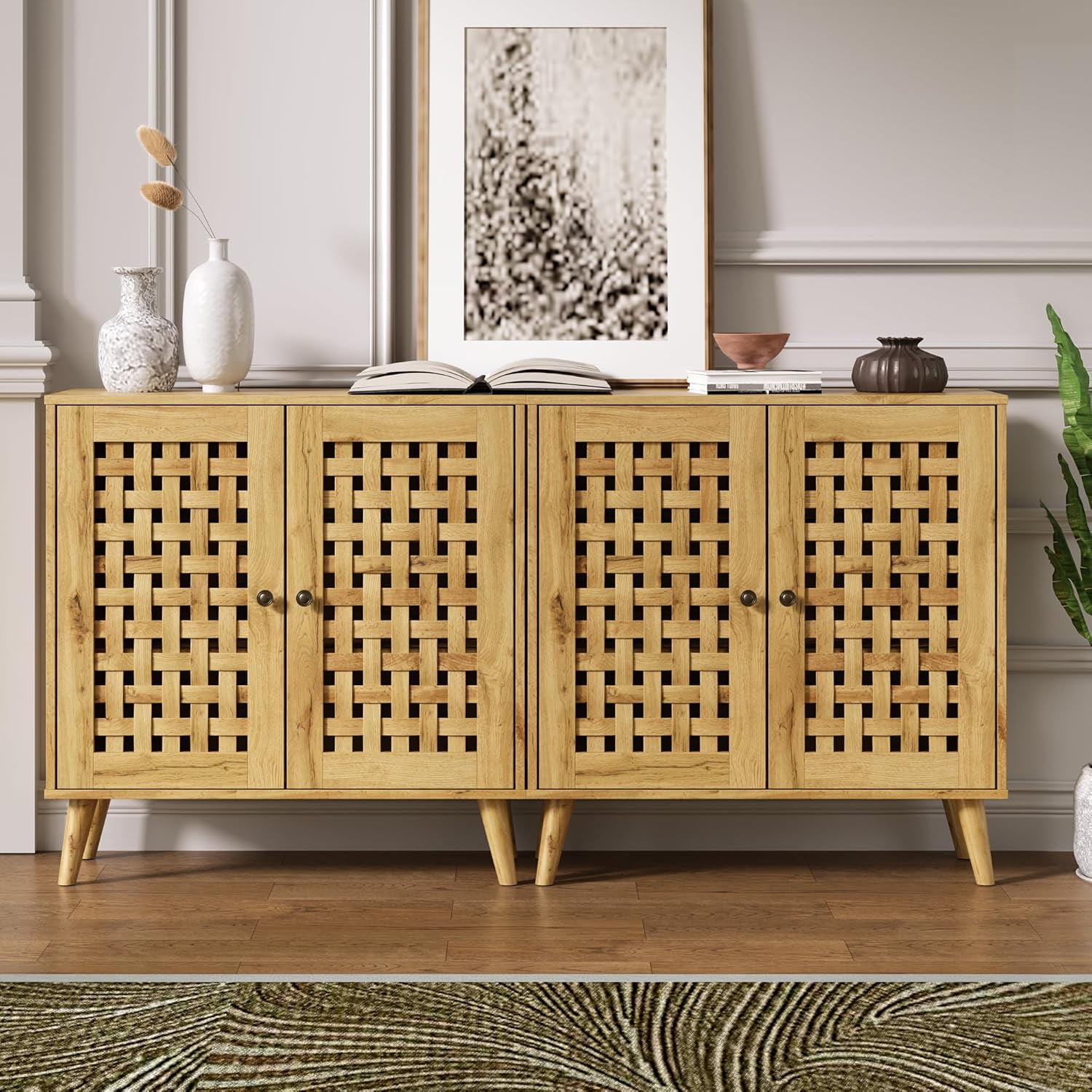 RoyalCraft Accent Cabinet with Doors Set of 2, Entryway Cabinet with ...