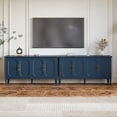 thumbnail image 1 of May in Color Buffet Sideboard Table Set of 2, 59'' Mid Century Modern Console Table, Media Cabinet with 4 Doors, Accent Cabinet Wood Sideboard, for Entryway, Living Room, Dining Room, Blue, 1 of 7