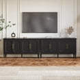 thumbnail image 1 of May in Color Buffet Sideboard Table Set of 2, 59'' Mid Century Modern Console Table, Media Cabinet with 4 Doors, Accent Cabinet Wood Sideboard, for Entryway, Living Room, Dining Room, Black, 1 of 9
