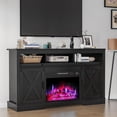 thumbnail image 1 of Mayincolor Farmhouse Fireplace TV Stand for 65"+ Inch TV, Entertainment Center with 23" Electric Fireplace with Remote, Modern Rustic TV Console with Sliding Bar Door for Living Room, Black, 1 of 6