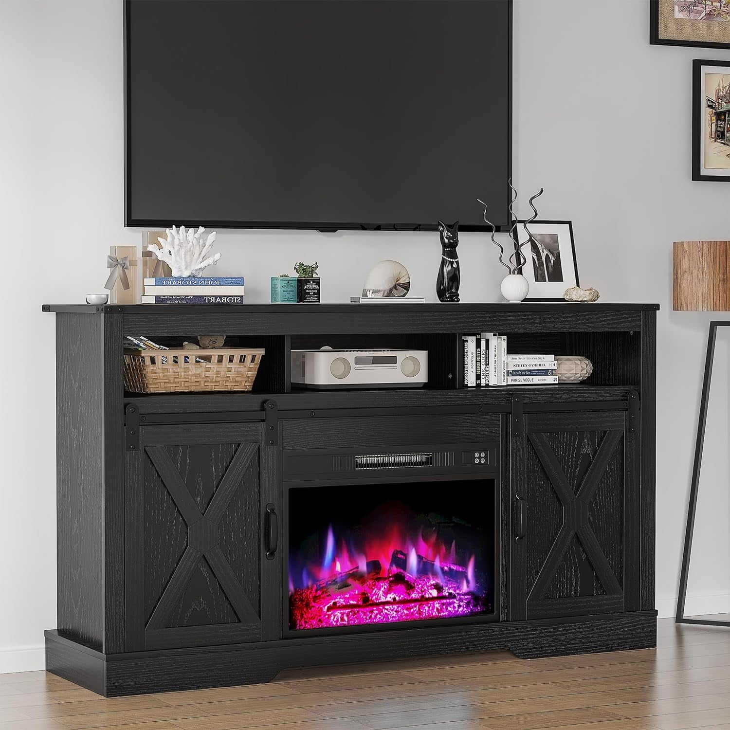 RoyalCraft Farmhouse Fireplace TV Stand for 65+ Inch TV, Entertainment