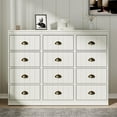 thumbnail image 1 of RoyalCraft Fluted 4 Drawer Dresser Set of 3, Wood Closet Dresser with Bronze Metal Handles, White Chest of Drawers with Soft-Close Drawers, Modern Dresser Organizer for Bedroom, Living Room, Entryway, 1 of 6