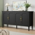 thumbnail image 1 of RoyalCraft Large Sideboard Buffet Cabinet with Storage, 58'' Modern Credenza Buffet Table Coffee Bar Wine Bar Storage Cabinet with Artistic Carved Handle for Dining Room Living Room, (Satin Black), 1 of 7