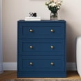 thumbnail image 1 of RoyalCraft Modern 3 Drawer Dresser, Blue Nightstand for Bedroom, Small Chest of Drawers, End Table with Storage, Wood Beside Table for Living Room, Home Office, Entryway, 1 of 9
