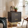 thumbnail image 1 of RoyalCraft Nightstand with Drawers, 2-Tier Side Table, Wood End Table with Adjustable Feet and Stable Metal Leg, Modern Night Stand Cabinet for Bedroom, Living Room, Home Office, Charcoal Walnut, 1 of 5