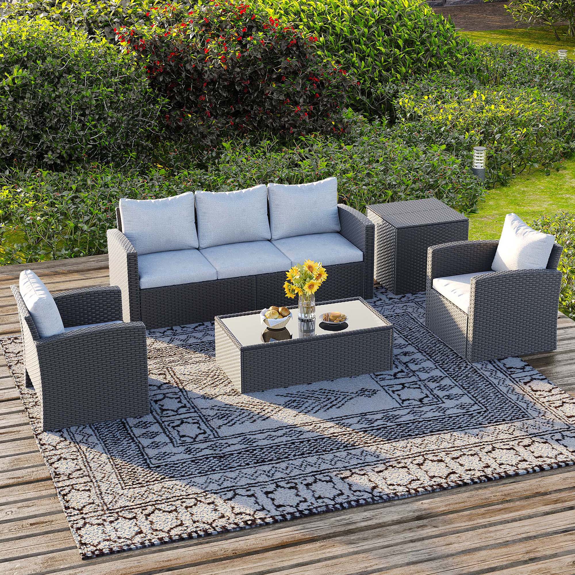 RoyalCraft Outdoor Patio Furniture Set, 7 Pieces Outdoor Wicker