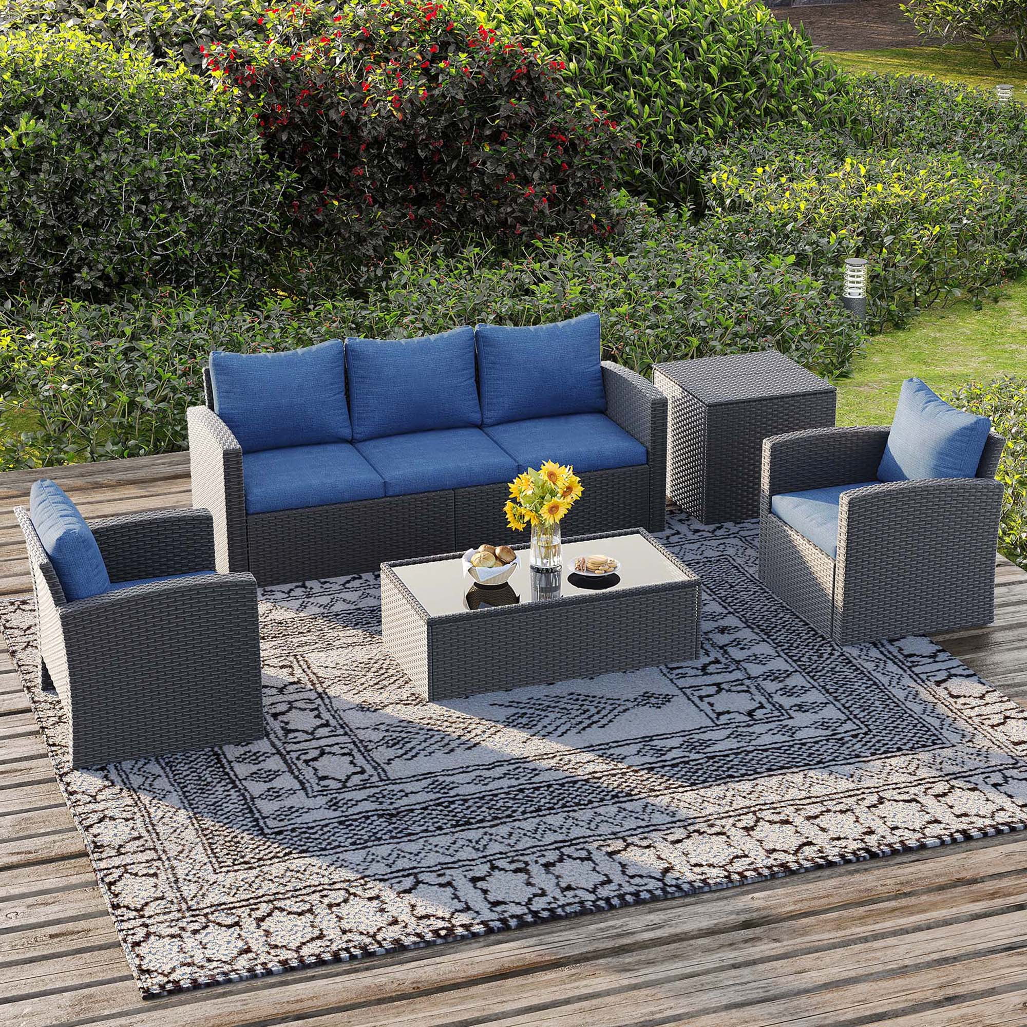 RoyalCraft Outdoor Patio Furniture Set, 7 Pieces Outdoor Wicker