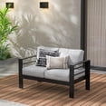 thumbnail image 1 of RoyalCraft Patio Furniture Aluminum Loveseat, All-Weather Outdoor 2 Seats Sofa Couch, Black Metal Chair with Light Grey Cushions, 1 of 7