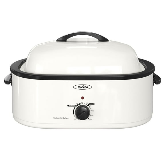 Sunvivi Electric Roaster Oven With Self-Basting Lid - 20 Qt, Removable Pan, White