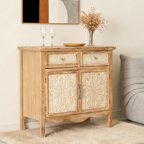 May in Color Storage Cabinet with Drawers and Doors, Kitchen Buffet Sideboard, for Hallway, Dining Room, Living Room, Natural