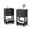 thumbnail image 1 of May in Color Tall Nightstand Set of 2, Side Table with 2 Drawers and Open Shelf Below, for Bedroom, Living Room, Home Office, Black, 1 of 10