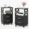 thumbnail image 1 of May in Color Tall Nightstand Set of 2, Side Table with 2 Drawers and Open Shelf on Top, for Bedroom, Living Room, Home Office, Black, 1 of 10
