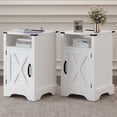 thumbnail image 1 of Mayincolor Farmhouse Wooden Nightstand Set of 2 with Charging Station and Storage Cabinets, White, 1 of 10