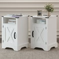 thumbnail image 1 of Mayincolor White Nightstand Set of 2, Farmhouse Bedside Table with Charging Station, Wooden Rustic End Table with Large Storage Cabinets Room and Shelf for Bedroom, Living Room, Solid White, 1 of 10