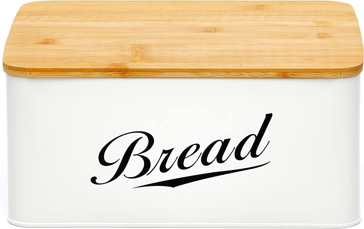 RoyalHouse Metal Bread Box with Bamboo Lid, Bread Boxes for Kitchen