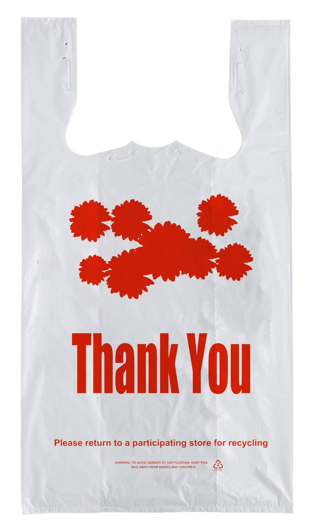 Thank You T-Shirt Plastic Bags Bulk - 100 Pack, Polyethylene, Assorted Colors, For Retail, Restaurants, Gifts
